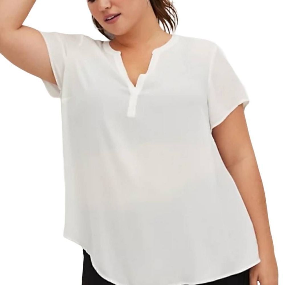 Torrid White Georgette Short Sleeves Blouse Size Large